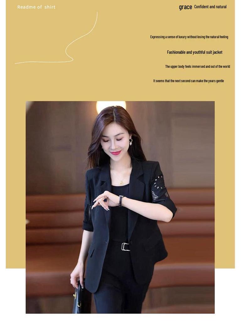 2025 Summer High-End Fashion Suit: Elegant Slim Short Sleeve Harem Pants Three-Piece Set