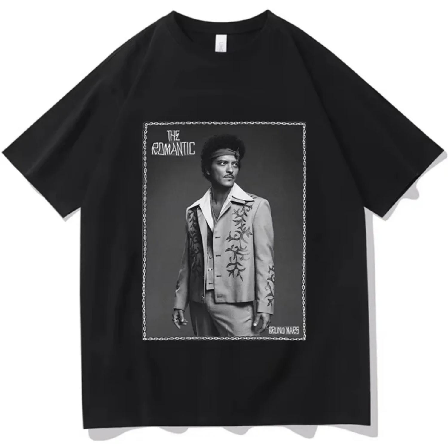 

Bruno Mars I Just Might Tour T-shirt THE ROMANTIC Printing Tshirt Loose Short Sleeve Cotton Female T Shirt Unisex Aesthetic Tops S чёрный
