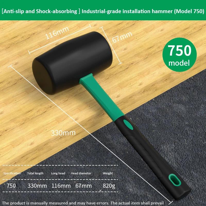Hi-Spec Double Face Rubber Hammer Practical Multifunction Double-Sided Rubber Hammer Non-Slip Handle for Installation/DIY