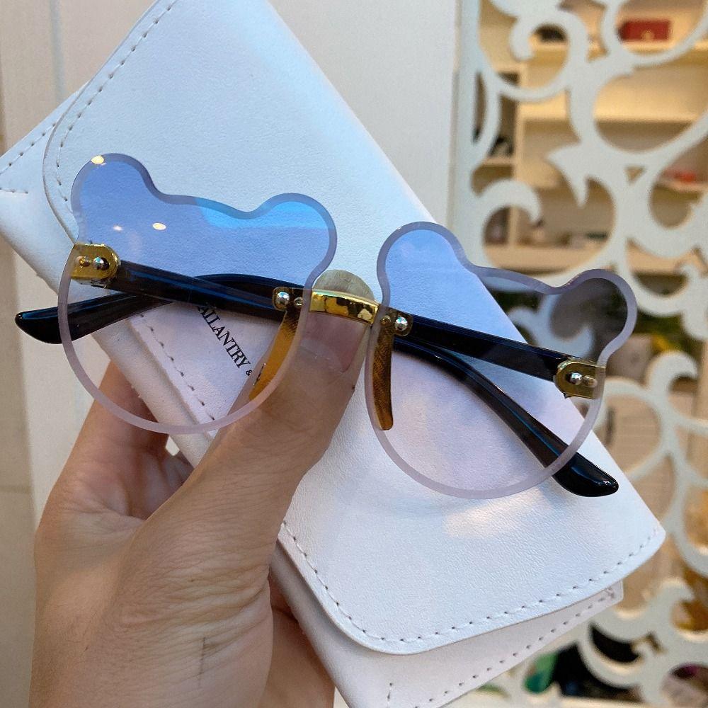 Cartoon Bear Kids Sunglasses Rimless Eyewear Party Children Sun Glasses  for Boys Girls