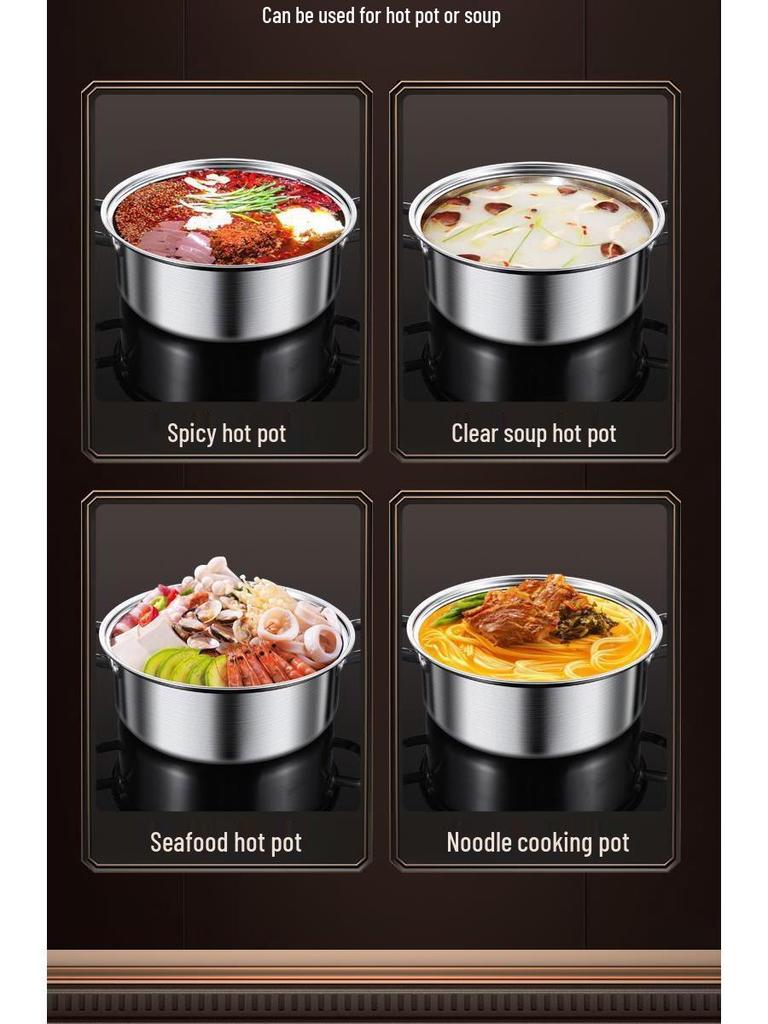 316 Stainless Steel Yin Yang Hot Pot with Induction Cooker Compatibility - Large Capacity Family Soup Pot