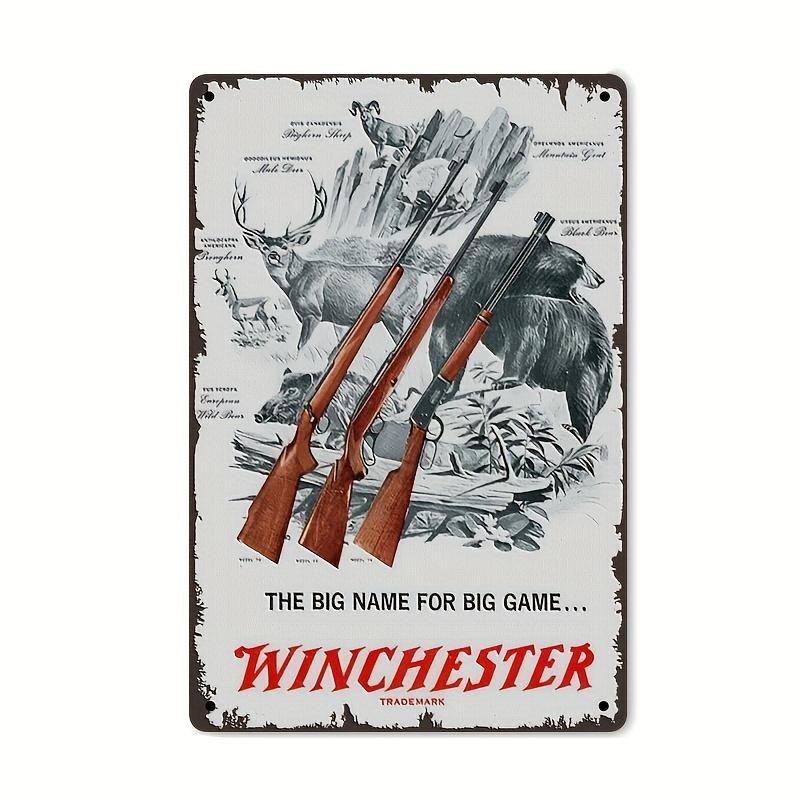Vintage Winchester Tin Sign Retro Wall Decor with Rifles Game Animals for Man Cave Bar Garage or Outdoor Decor P