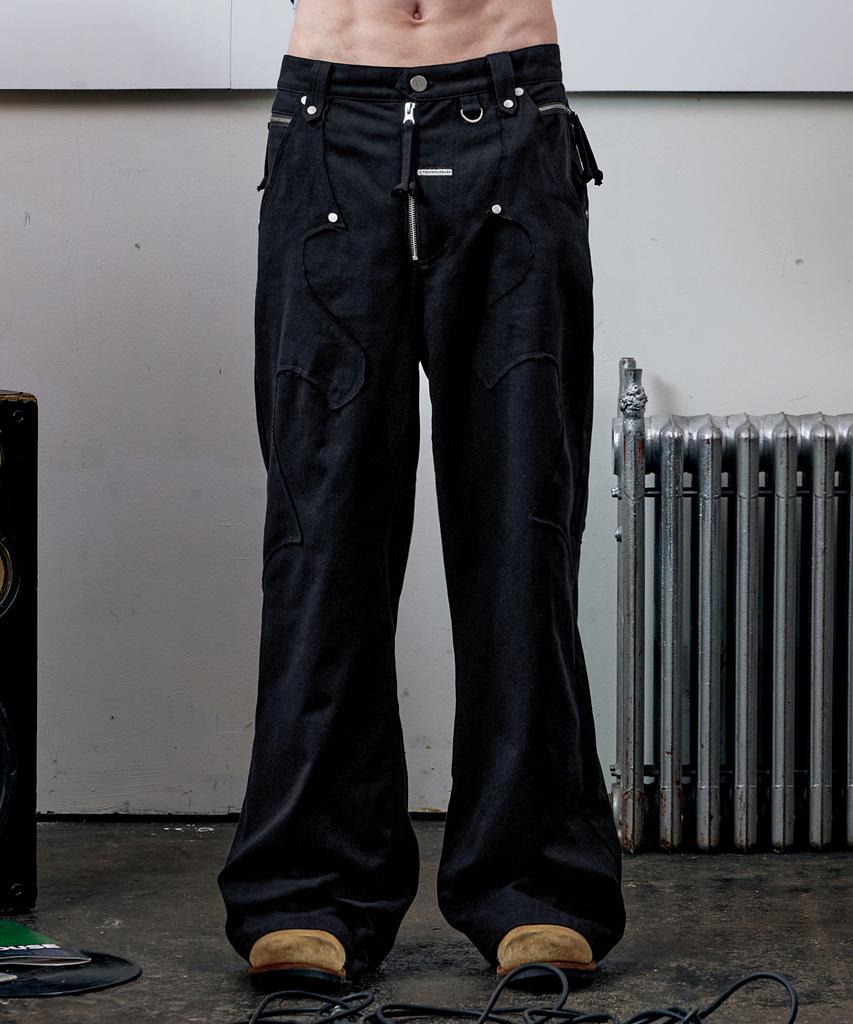 THEVINYLHOUSE Western Boots Cut Pants Black