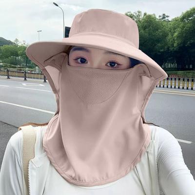 Sun Hat High-Density Sunscreen Weaving UPF UV Blocking Wide Brim Fisherman Hat with Breathable Mesh Face Guard Adjustable Fit Beach Hat