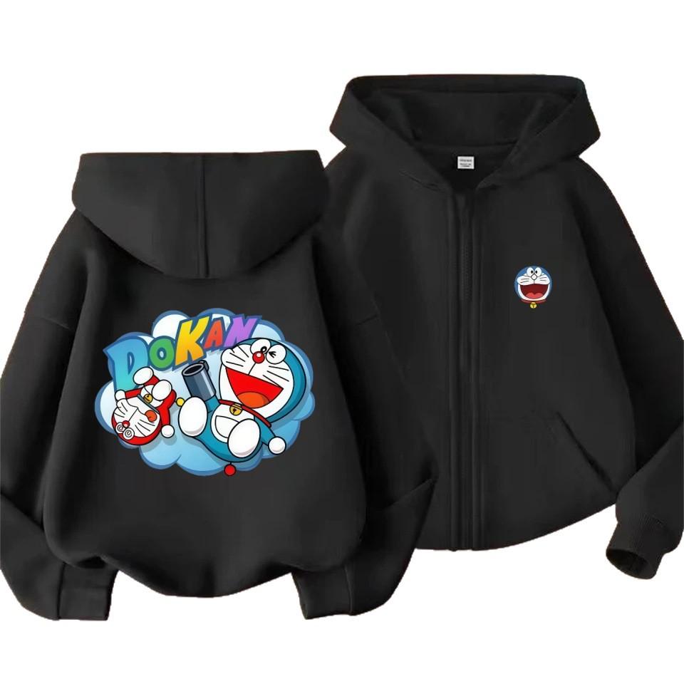 Doraemon POKAN Print Casual Loose Hoodie for Men, Women & Children - Spring/Autumn