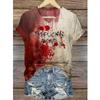 Summer New Fashionable Women's V-Neck Bloody Shirt Solves the Problem of T-Shirts and Interesting Halloween Blood Coats for Wome
