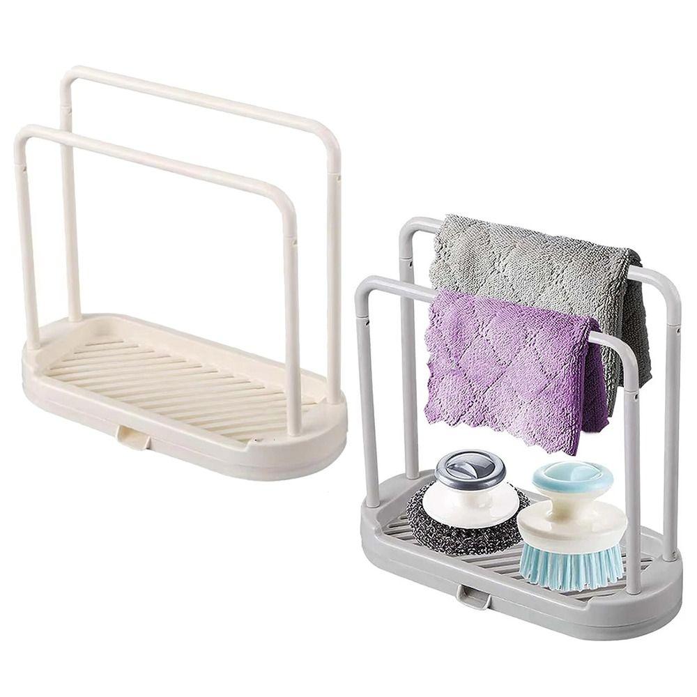 Detachable Kitchen Dishcloth Holder Double-Layer Hollow Design Countertop Rag Hanger Multifunctional Easy To Clean
