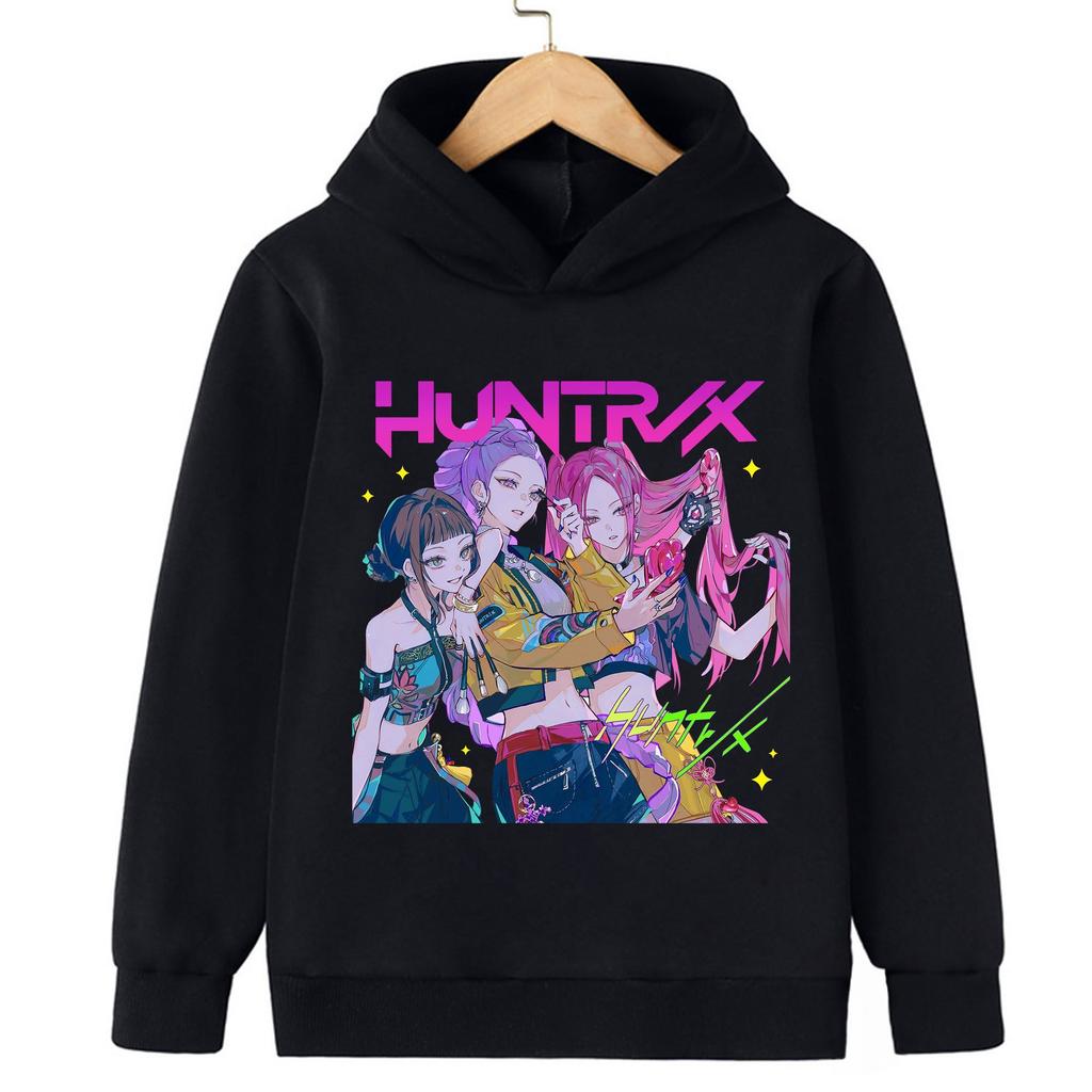 New autumn and winter fashion Demon Hunter anime children's hoodie, cute and beautiful girls, warm and comfortable, loose and versatile top