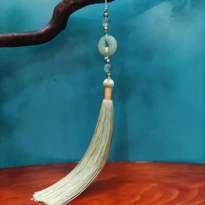 Prachtige Jade Ring Kwasten Lichtgroene Polyester Draad Kwasten DIY Handwerk Accessoires Mobiele Telefoon Hanger