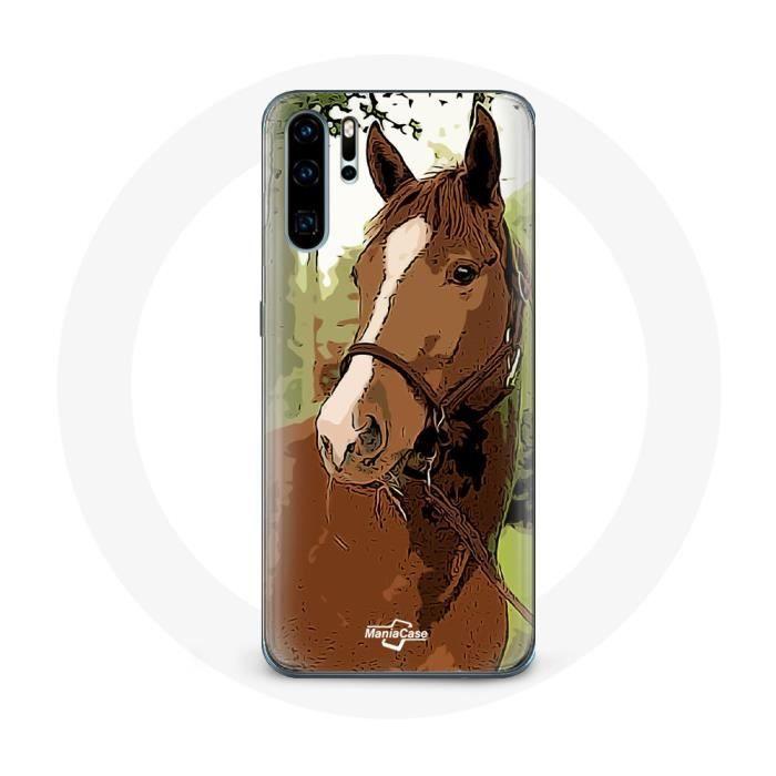 Coque pour Huawei P30 - Quarter Horse - Marron - Souple - Protection - Mixte