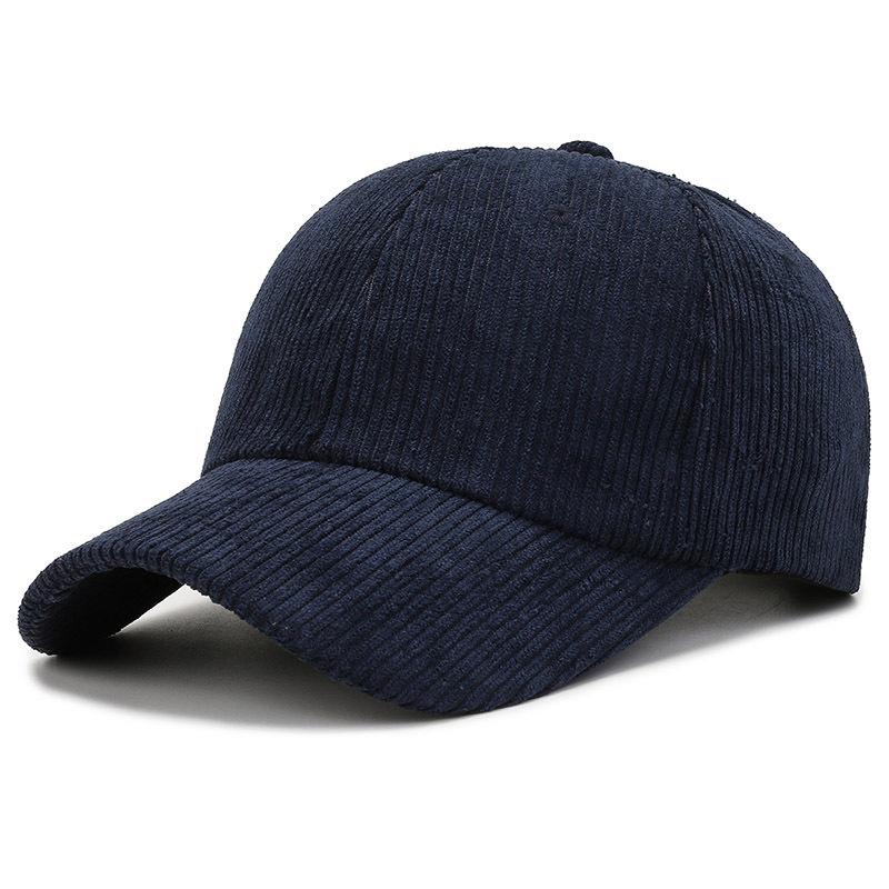 Corduroy baseball cap men's and women's autumn and winter new solid color cap thermal visor fashionable simple hat