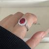 BF CLUB 925 Sterling Rings for Women Simple Geometric Handmade Irregular Retro Vintage Red CZ Ring Allergy For Birthday Gift