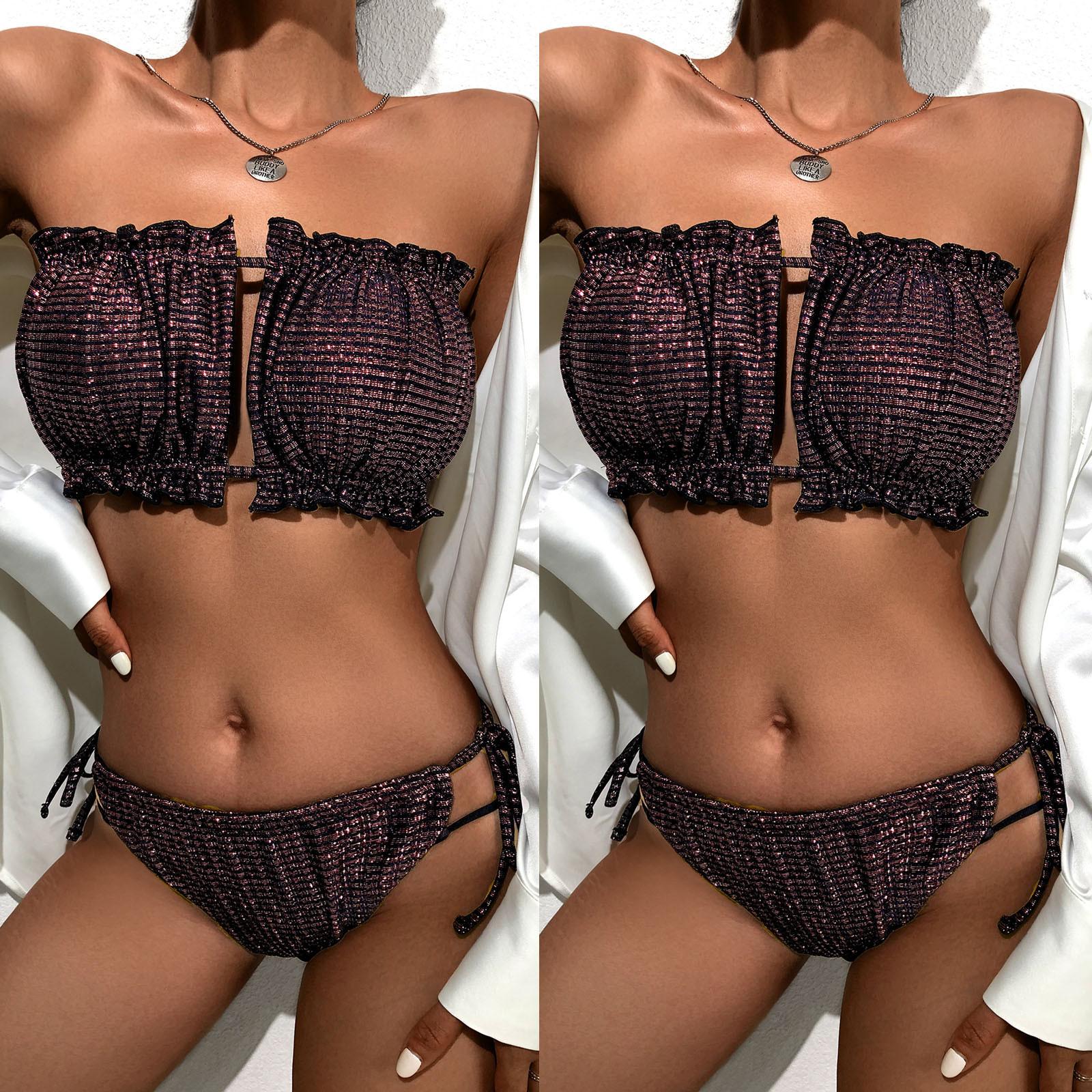 

(SU)Женский пляжный комплект бикини с точечным принтом, женский купальник из ПК, праздничный купальник, купальник для бассейна