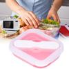 Silicone Insulation Box Portable Lunch Box with Integrated Fork Spoon for Office SchoolPink 600ML