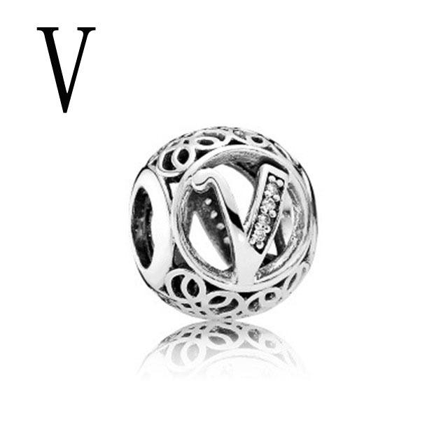 2022 New Openwork A -Z Letter Charm Diy Fine Beads Fit Original Fashion Charms Silver 925 Bracelet Jewelry For Women Men D009