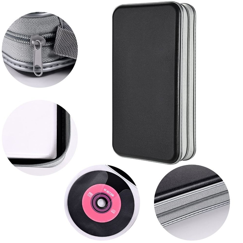 Portable CD Case Holder 96 Capacity CD Case Wallet Disc Cases Storage Binder DVD Bag Car Use