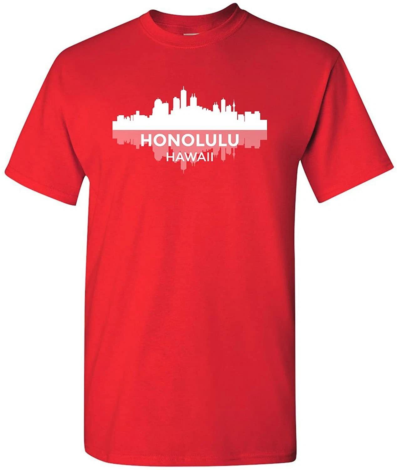 Honolulu Hawaii Skyline - Classic City Sports Team T Shirt - Red M