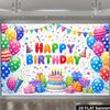 2D Bright Multicolor Happy Birthday Background Cloth for Party