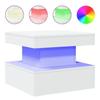 VidaXL Table Basse avec Lumières LED, Table d'Appoint, Bout de Canapé, Meuble de Salon Salle de Séjour, Moderne, Blanc Bois 839840