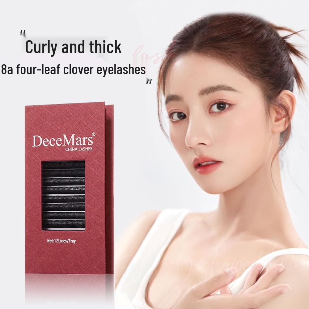 

DeceMars8D Realistic False Eyelashes: Lightweight, Soft, Dense, No Root Separation, Four-Leaf Clover Style. 8-12mm Mix