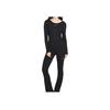 Nike Solid Color Round Neck Short Sports Casual Knit Long Sleeve T-Shirt Women Tops Black FN3662-010