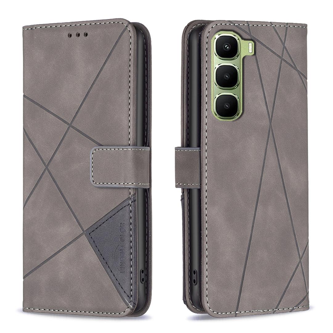 

Чохол для телефону Infinix Hot 60 Pro+ 4G BINFEN COLOR Гаманець Підставка Геометричний Тиснений Шкіряний Чохол Grey