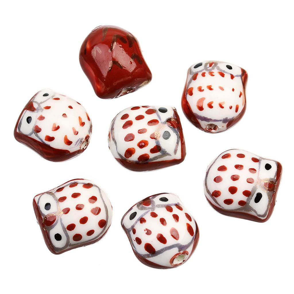 5Pcs Owl Ceramic Beads Colorful Cute Animal Loose Beads for Jewelry Making Accessories DIY Bracelet Necklace Keychain Charms