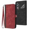 Side Buckle Double Fold Hand Strap Leather Phone Case