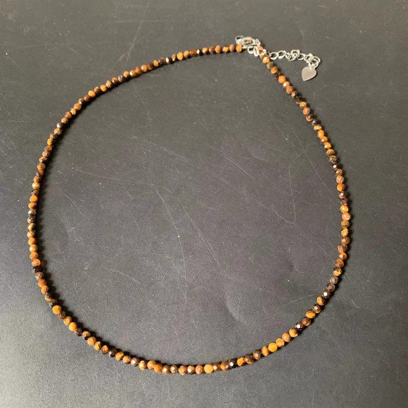 3mm Faceted Natural Stone Necklace with Citrine, Agate, Tourmaline, and Moonstone Beads