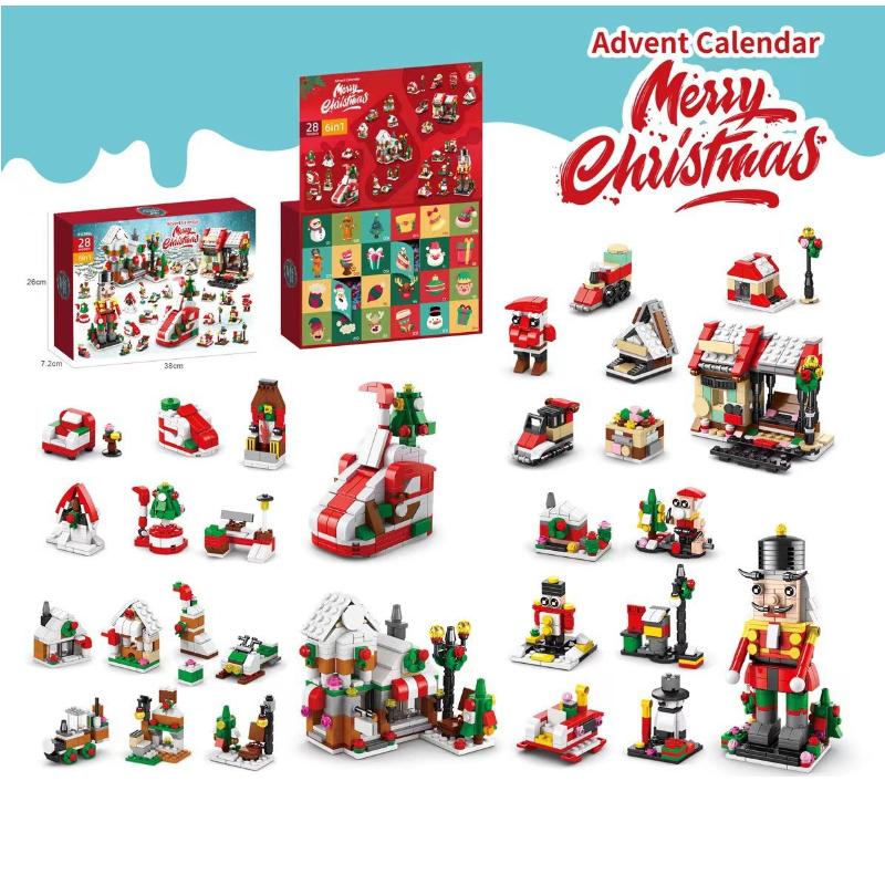 

Christmas Calendar Countdown Cartoon Building Blocks Toy Surprise Box Gifts Kids Style A