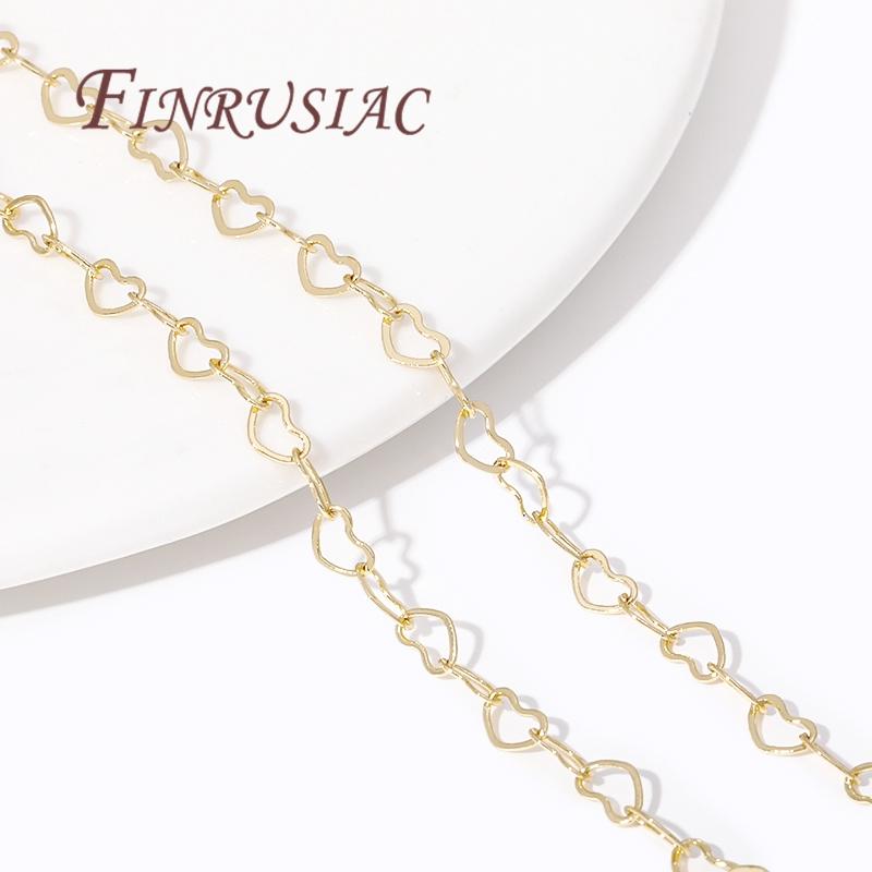 1/2Meters 14K/18K Gold Plated Love Heart Chains For Jewelry Making,Bulk Chain For Needlework,DIY Necklace Bracelets Findings