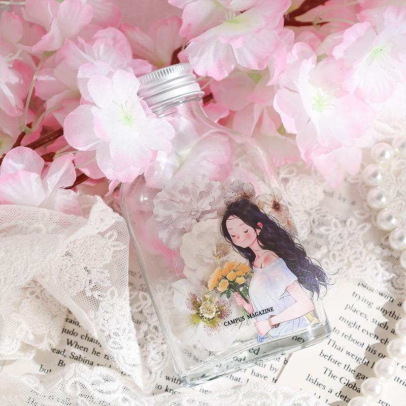 50pcs Flower Fall PET Stickers Set Green Plant Series Decoration Note Sticker Home Diary Book DIY Art