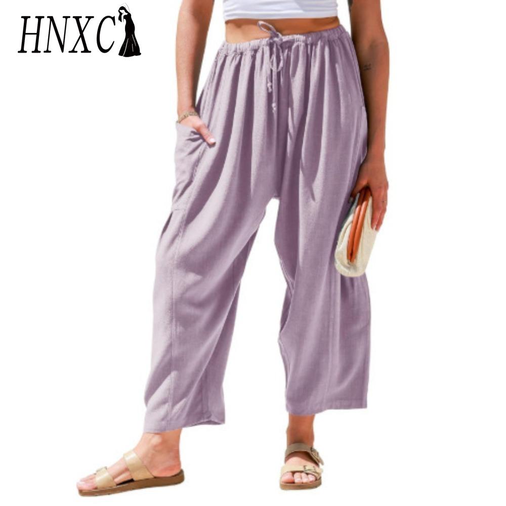 HNXC Pantaloni și capri cu talie înaltă, ocazional, cu imprimeu la modă pentru femei