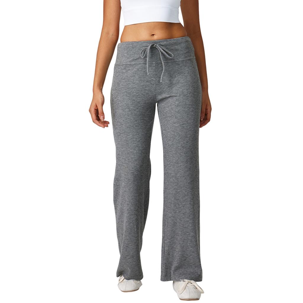 Women's Casual Fashion Solid Color Elastic Waist Pocket Wide Leg Straight Leg Pants