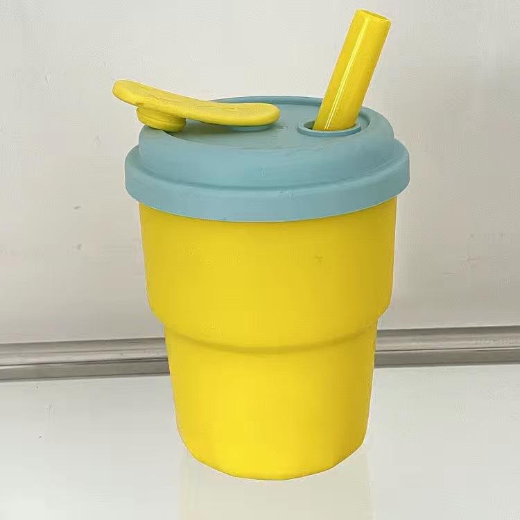 Water bottle Xiaohongshu high value dopamine water cup home office silicone straw cup children's cup heat-resistant and anti-drop
