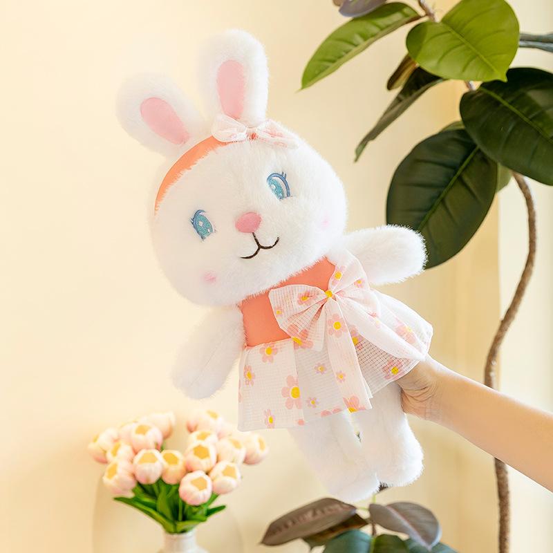 Lady Floral Skirt Cat Plush Toy Girl Birthday Gift Rabbit Throw Pillow Bow Doll Exchange
