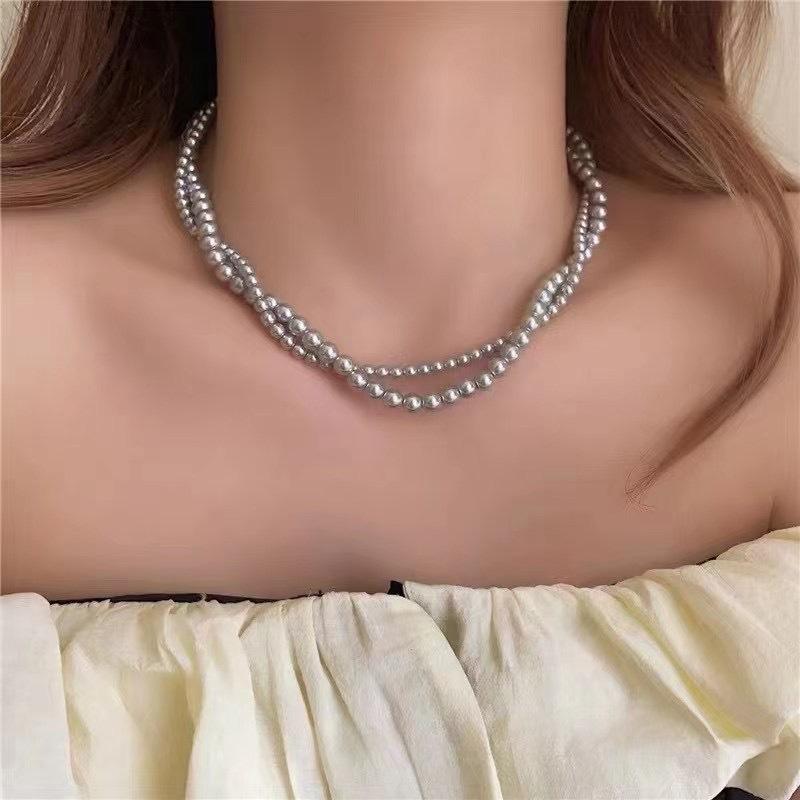 Exaggerated Cyber Multilayer Bead Punk Collar Clavicle Chain Geometric Bead Necklace Female Beads