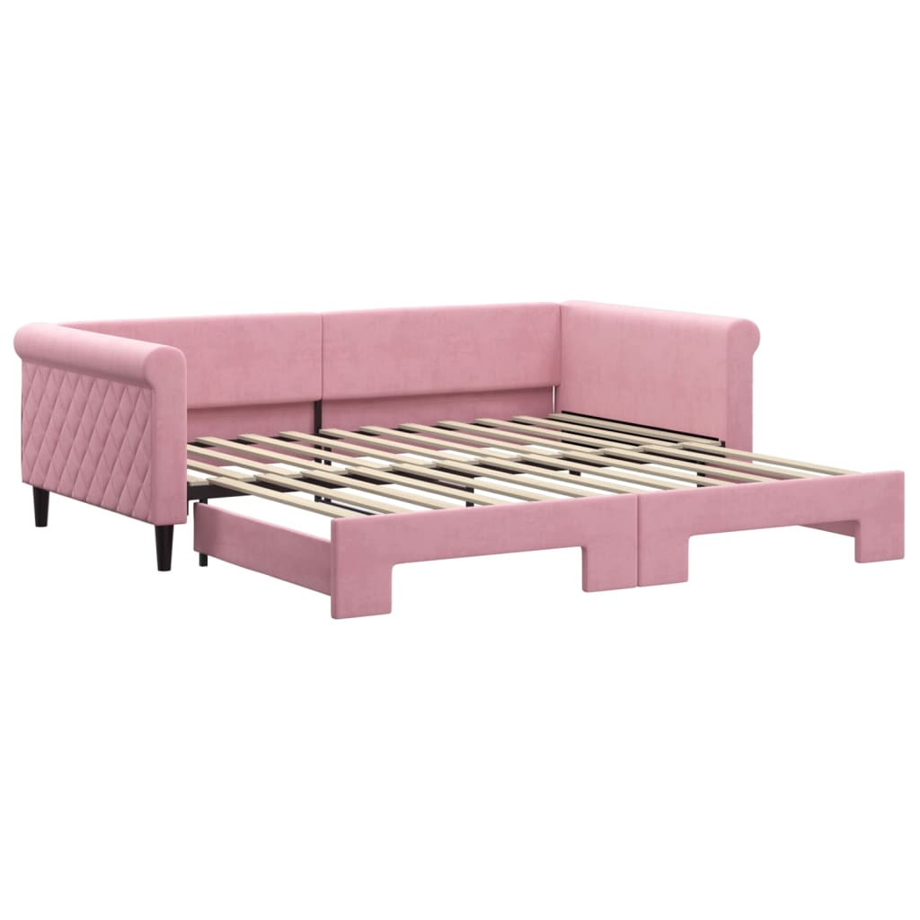 Daybed Pull out Pink 100x200 cm Velvet
