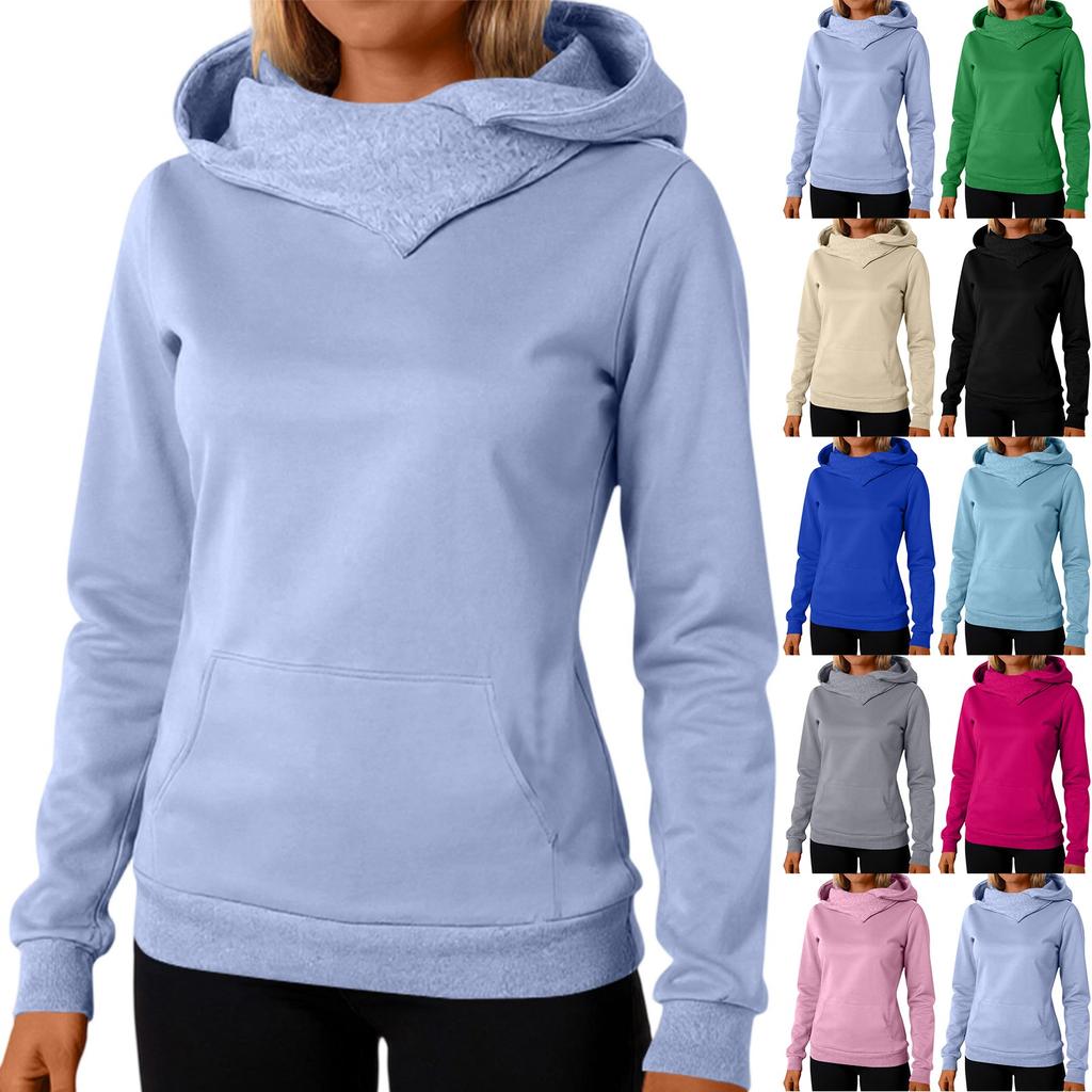 Women's Casual Fashion Sweatshirt Solid Color Hooded Sweatshirt
