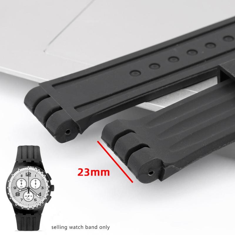 Correa de silicona para Swatch YOS440 YOS413 YOS424, correa de caucho negra para hombre, pulsera de 23 m, accesorios para reloj, herramientas incluidas