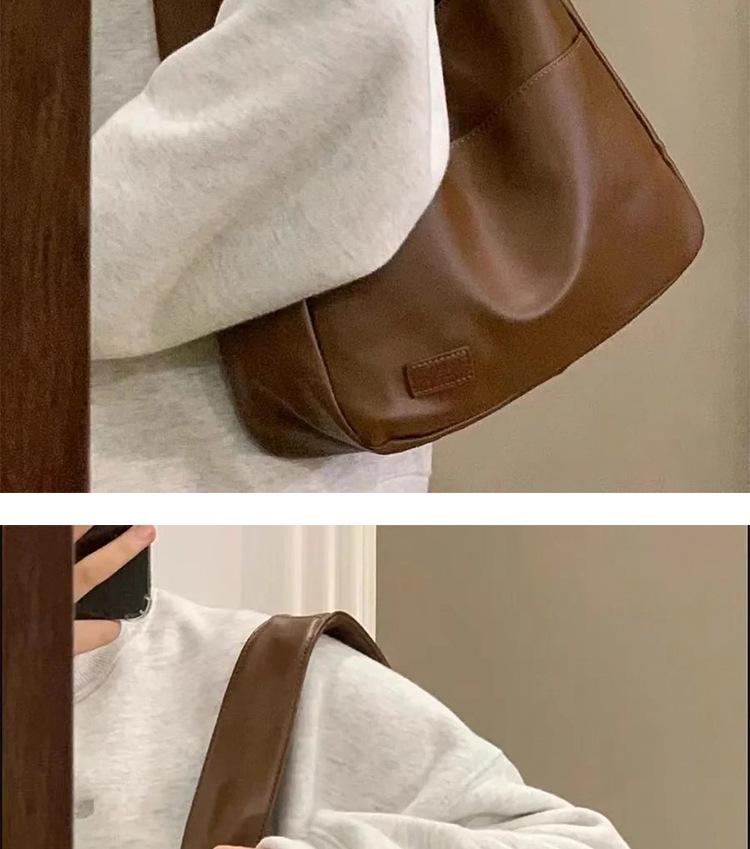 Soft Leather Bucket Tote Bag - Autumn/Winter Edition for College Students and Commuters