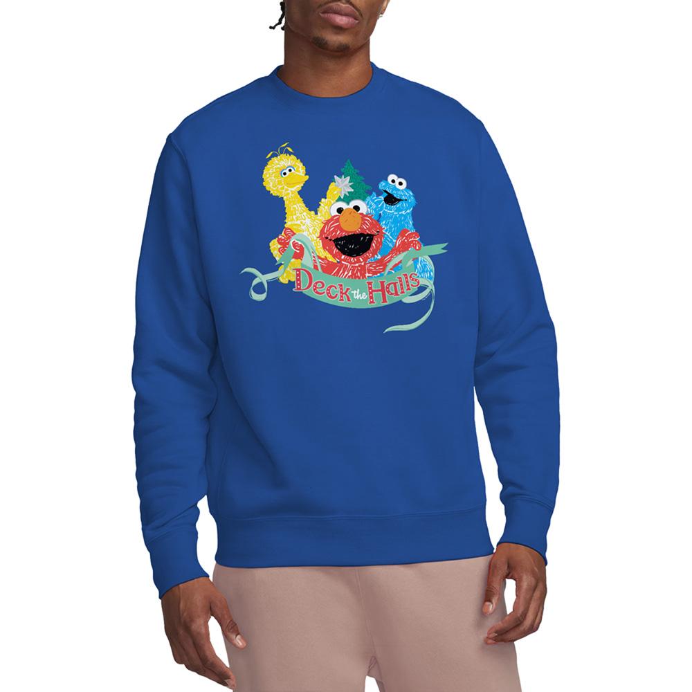 Sesame Street Unisex Adult Deck The Halls Christmas Sweatshirt