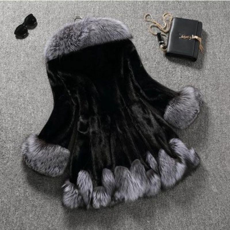 New imitation fur women's coat long imitation fox hair middle coat cotton coat