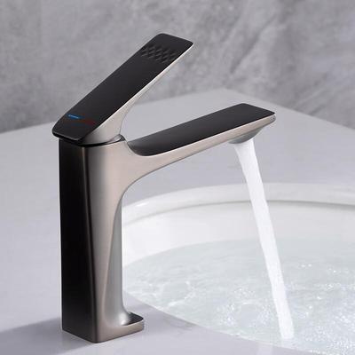 Grifo de Lavabo de Cobre de Lujo Montado en la Pared Color Gris Plomo