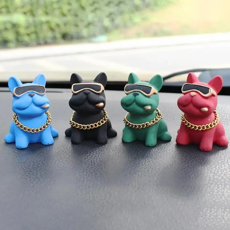 1pc Creative Bulldog Car Ornaments Feel Comfortable Resin Material Car Dashboard Decoration Car Accessories Interior Decor