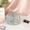 BTSKY Crystal 360 Degree Rotating Desk Organizer Decorative Storage Box with 4 Compartments, Glitter Metal Makeup Brush Holder Elegant Storage Caddy