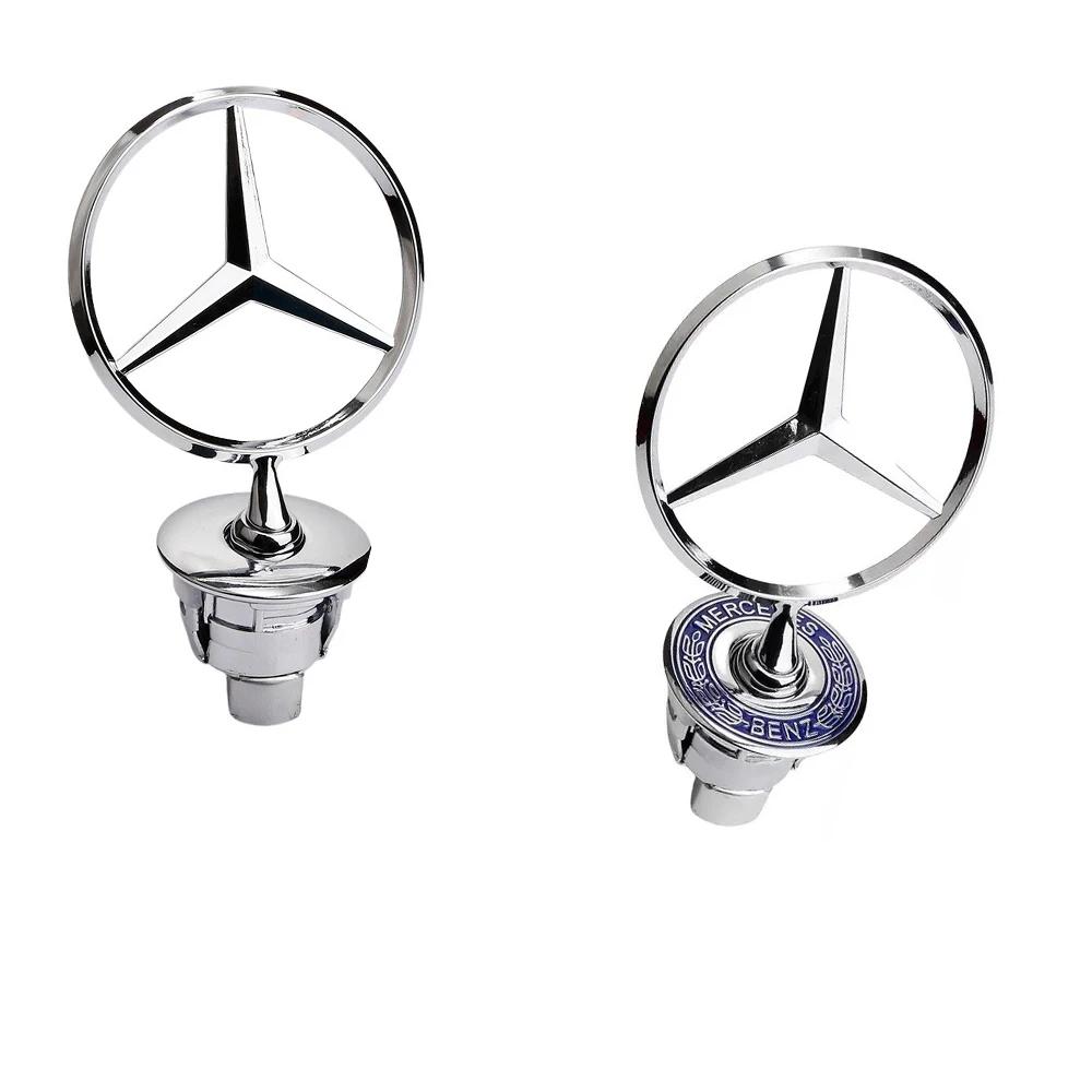 Naklejka Samochodowa 1 SZT 44mm 3D Metalowy Niebieski Chromowany Gwiazda Maskownica Hood Logo Emblemat Odznaka dla Mercedes Benz W202 W203 W204 W208 W210 W220 W2