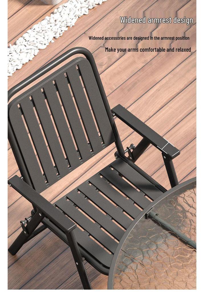 Waterproof Outdoor Folding Chair & Picnic Table Set with Backrest for Beach, Balcony, and Camping