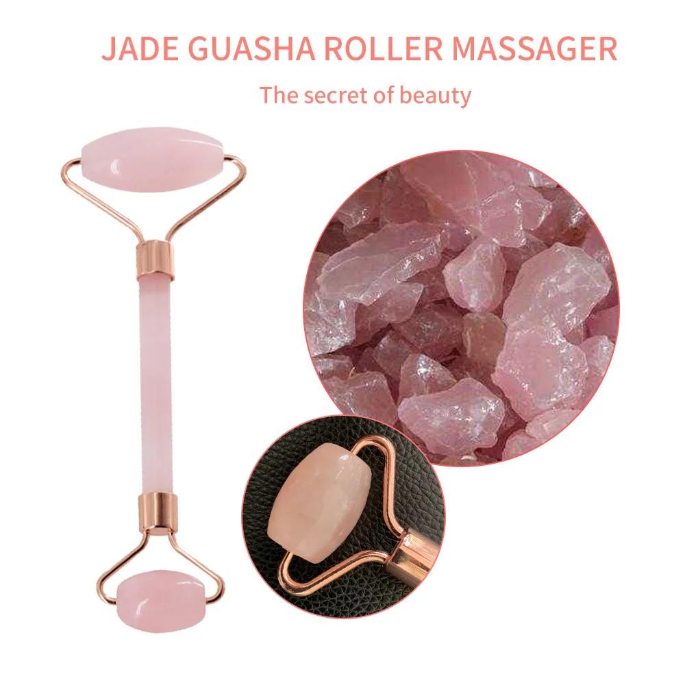 Gua Sha Massage Board for Face Rose Pink Guasha Set Plate Jade Face Massager Scrapers Tools for Face Neck Back Body