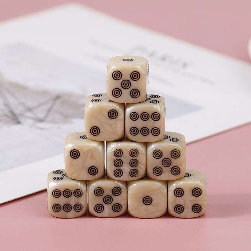 10Pcs 16Mm Acrylic Ivory Dice D6 Dice For Board Game Round Entertainment Party